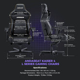 Anda Seat Kaiser 4 Series Fabric Premium Ergonomic Gaming Chair - Ash Gray